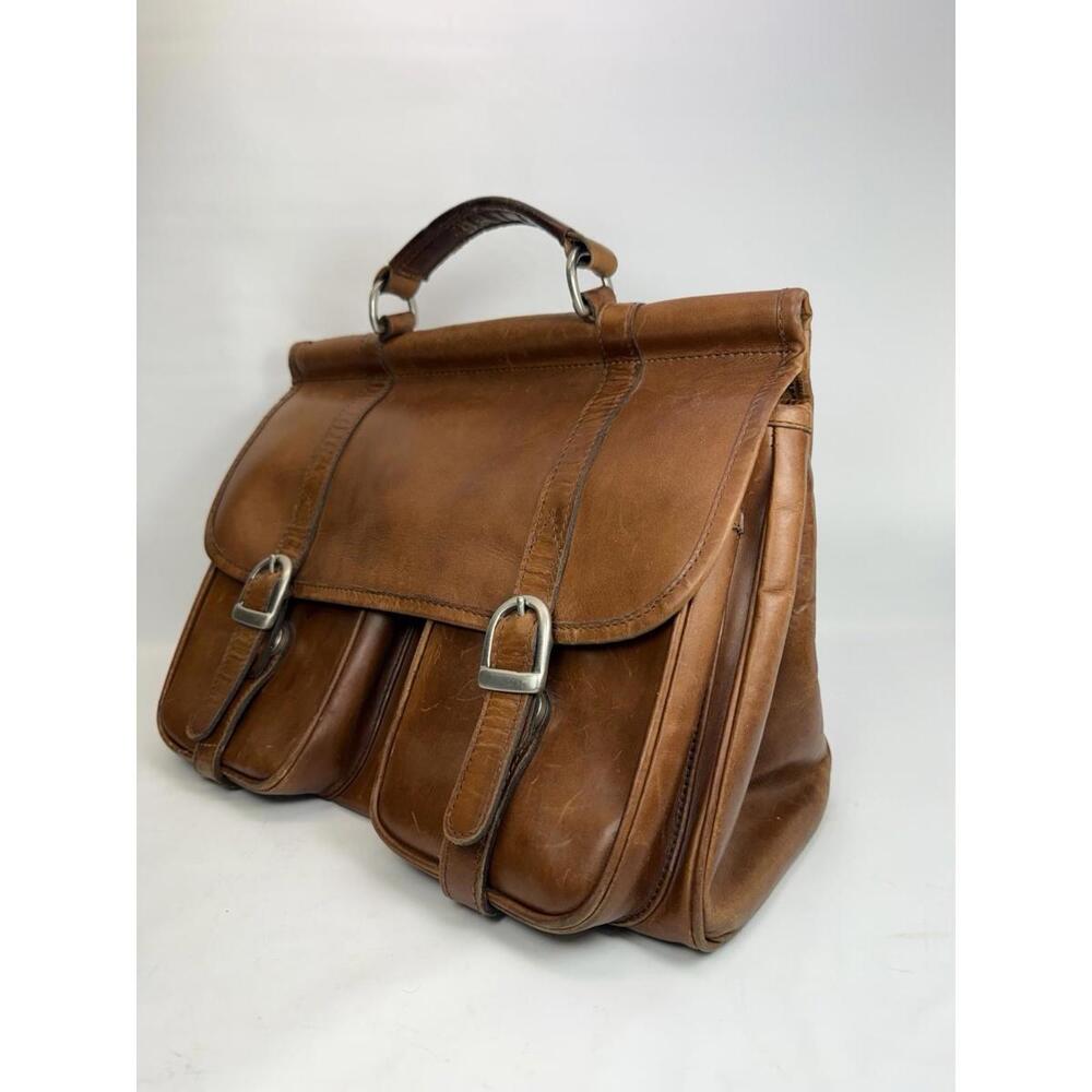 Vintage Brown Leather Gladstone Briefcase Doctor Bag Suede Lined Cognac